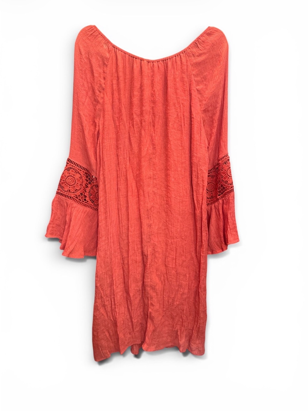 Indigo Rose Burnt Orange Peasant Boho Dress Crochet Sleeve Detail Sz 3x - Picture 4 of 7